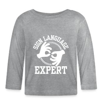 Gebärdensprache Experte Gebärden Awareness Gestik - Baby Bio-Langarmshirt - Grau meliert - Vorne