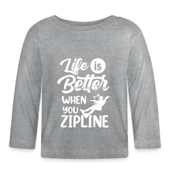 Das Leben Ist Besser Wenn Man Zipline Fährt Sport - Baby Bio-Langarmshirt - Grau meliert - Vorne