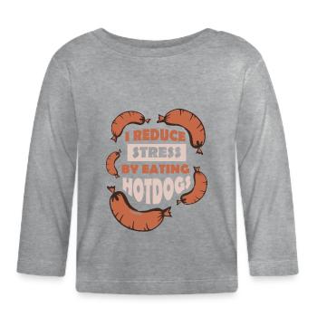 Manger des hot-dogs réduit le stress - T-shirt manches longues bio Bébé - gris chiné - Devant