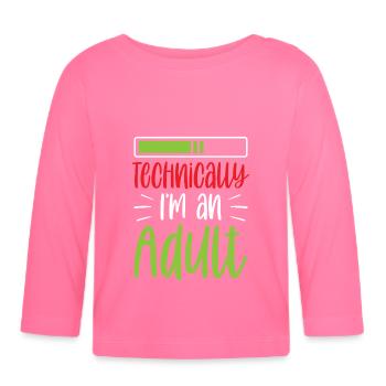 Technically, I'm an adult puberty - Organic Baby Long Sleeve T-Shirt - azalea - Front