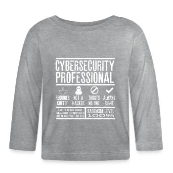 Expert en cybersécurité - T-shirt manches longues bio Bébé - gris chiné - Devant