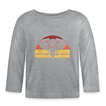 Safari à dos d’éléphant - T-shirt manches longues bio Bébé - gris chiné - Devant