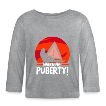 Warning: Puberty Sarcastic Adult Teen - Organic Baby Long Sleeve T-Shirt - heather grey - Front