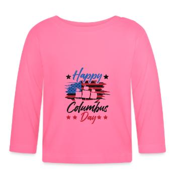 Columbus Day 1942 Italien américain - T-shirt manches longues bio Bébé - rose azalée - Devant
