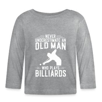 Billiards Pool Player Ball Grandpa - Organic Baby Long Sleeve T-Shirt - heather grey - Front