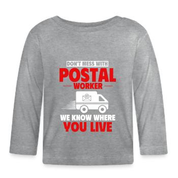 Postarbeiter, Post Mann - Baby Bio-Langarmshirt - Grau meliert - Vorne