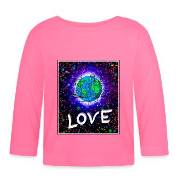 Learning to love Christ Jesus on earth. - Organic Baby Long Sleeve T-Shirt - azalea - Front