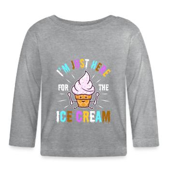 Im just here for the ice cream - Baby Bio-Langarmshirt - Grau meliert - Vorne