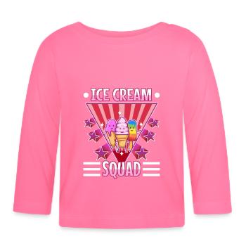 Escouade de crème glacée - T-shirt manches longues bio Bébé - rose azalée - Devant