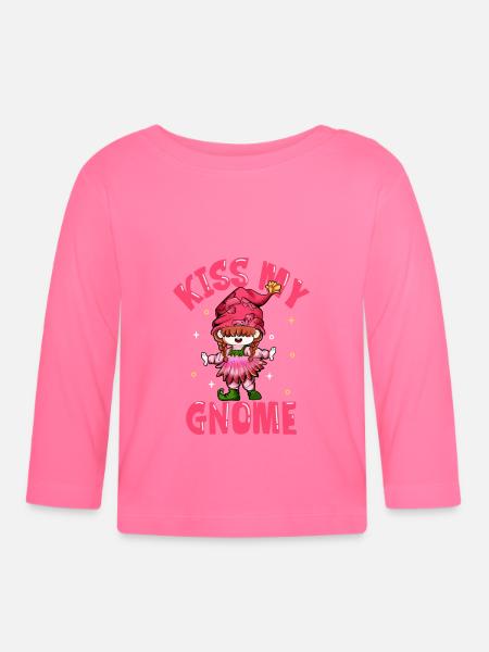 Küss meinen Gartenzwerg - Baby Bio-Langarmshirt - Azalea