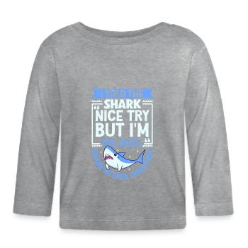 Survivants d’une attaque de requin - T-shirt manches longues bio Bébé - gris chiné - Devant