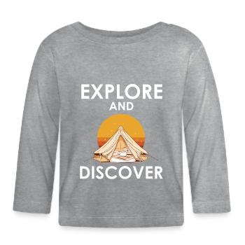 Explorez et découvrez - T-shirt manches longues bio Bébé - gris chiné - Devant