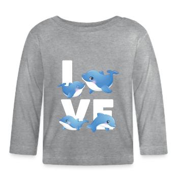 Dolphin Love - Baby Bio-Langarmshirt - Grau meliert - Vorne
