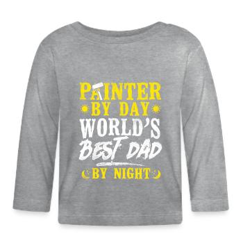 Peintre en bâtiment Décorateur Papa - T-shirt manches longues bio Bébé - gris chiné - Devant