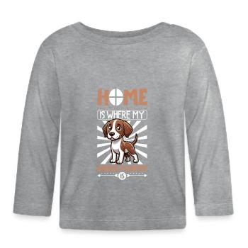 Zuhause - Braque de l'Ariège - Baby Bio-Langarmshirt - Grau meliert - Vorne