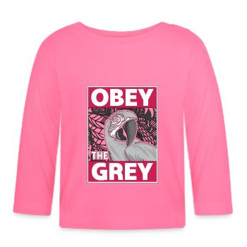 African Grey Obey The Grey Bird Propriétaire Amoureux des perroquets - T-shirt manches longues bio Bébé - rose azalée - Devant