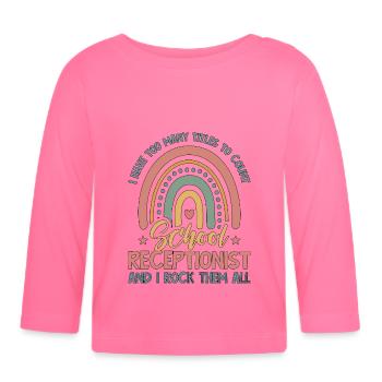 Réceptionniste J’ai trop de titres administratifs - T-shirt manches longues bio Bébé - rose azalée - Devant