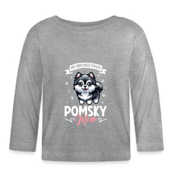 Maman Pomsky - T-shirt manches longues bio Bébé - gris chiné - Devant
