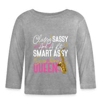 Saxophone Classy Sassy And A Bit - Baby Bio-Langarmshirt - Grau meliert - Vorne