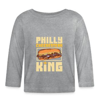 Philly Cheesesteak King - Organic Baby Long Sleeve T-Shirt - heather grey - Front