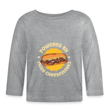 Powered by Philly Cheesesteak - Organic Baby Long Sleeve T-Shirt - heather grey - Front