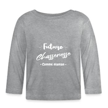 Future chasseresse comme maman - T-shirt manches longues bio Bébé - gris chiné - Devant