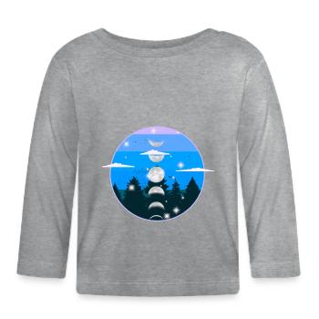 Wald Natur Mondphase Mond mystisch - Baby Bio-Langarmshirt - Grau meliert - Vorne