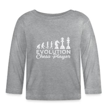 Schach Evolution Schachspieler Geschenkidee - Baby Bio-Langarmshirt - Grau meliert - Vorne