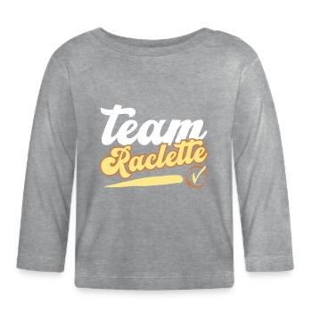 Team Raclette personalisierte Humor Geschenkidee - Baby Bio-Langarmshirt - Grau meliert - Vorne