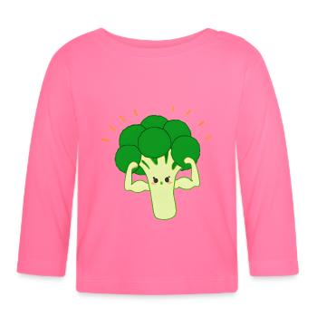 Starker Brokkoli - Baby Bio-Langarmshirt - Azalea - Vorne