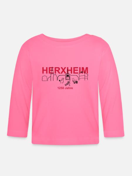 Herxheim Skyline 1250 Jahre - Baby Bio-Langarmshirt - Azalea