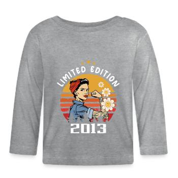 Retro Geburtsjahr 2013 Vintage Geburtstag 2013 - Baby Bio-Langarmshirt - Grau meliert - Vorne