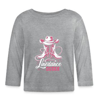 Linedance Queen - Linedancing Countrymusic - Baby Bio-Langarmshirt - Grau meliert - Vorne