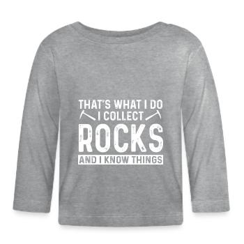 I Collect Rocks - Baby Bio-Langarmshirt - Grau meliert - Vorne