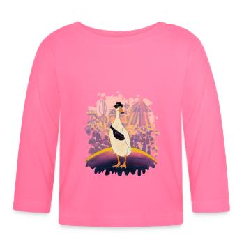 Party duck is at the start! - Organic Baby Long Sleeve T-Shirt - azalea - Front