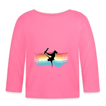 patin - T-shirt manches longues bio Bébé - rose azalée - Devant