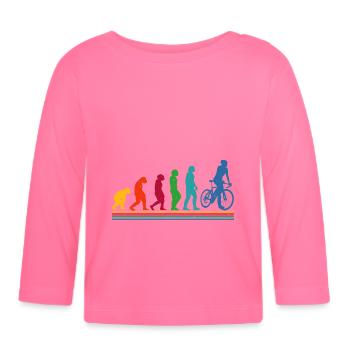 Human Evolution Bicycle Cyclist - Baby Bio-Langarmshirt - Azalea - Vorne