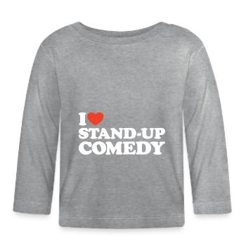 I love Stand-Up Comedy Herz Shirt - Baby Bio-Langarmshirt - Grau meliert - Vorne