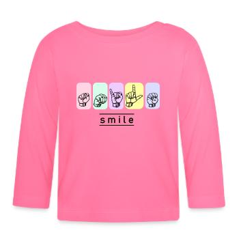 smile - DGS Streetwear - T-shirt manches longues bio Bébé - rose azalée - Devant