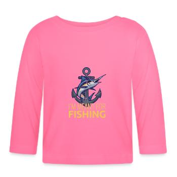 I'm Meant For Fishing - Organic Baby Long Sleeve T-Shirt - azalea - Front