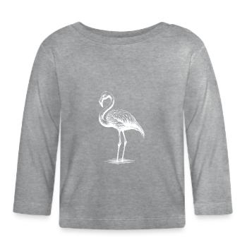 Cuddly Flamingo - Organic Baby Long Sleeve T-Shirt - heather grey - Front