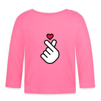 Miniheart Fingerherz - white - red heart - Baby Bio-Langarmshirt - Azalea - Vorne