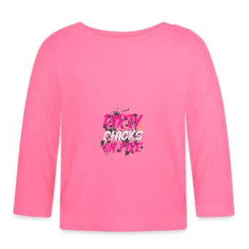 Dirty Chicks Schlammlauf Mud Run Muddy Race - Baby Bio-Langarmshirt - Azalea - Vorne