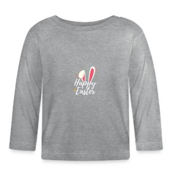 Happy Easter bunny floppy ears gift animal fun - Organic Baby Long Sleeve T-Shirt - heather grey - Front