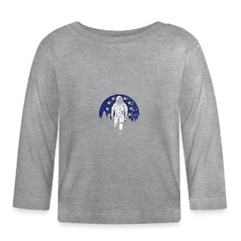 Astronaut Moon Europe Flag EU Euro - Organic Baby Long Sleeve T-Shirt - heather grey - Front
