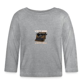 Auteur Livres Écrivain Machine à écrire - T-shirt manches longues bio Bébé - gris chiné - Devant