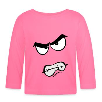 Angry toon face - Organic Baby Long Sleeve T-Shirt - azalea - Front