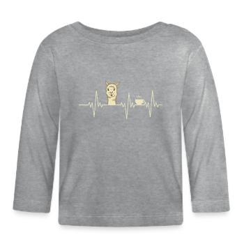 Heartbeat Alpaca Heartbeat Coffee Alpaca Gift - Organic Baby Long Sleeve T-Shirt - heather grey - Front