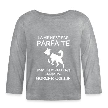 École canine border collie 1 - T-shirt manches longues bio Bébé - gris chiné - Devant