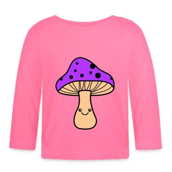 Bande dessinée champignon - T-shirt manches longues bio Bébé - rose azalée - Devant